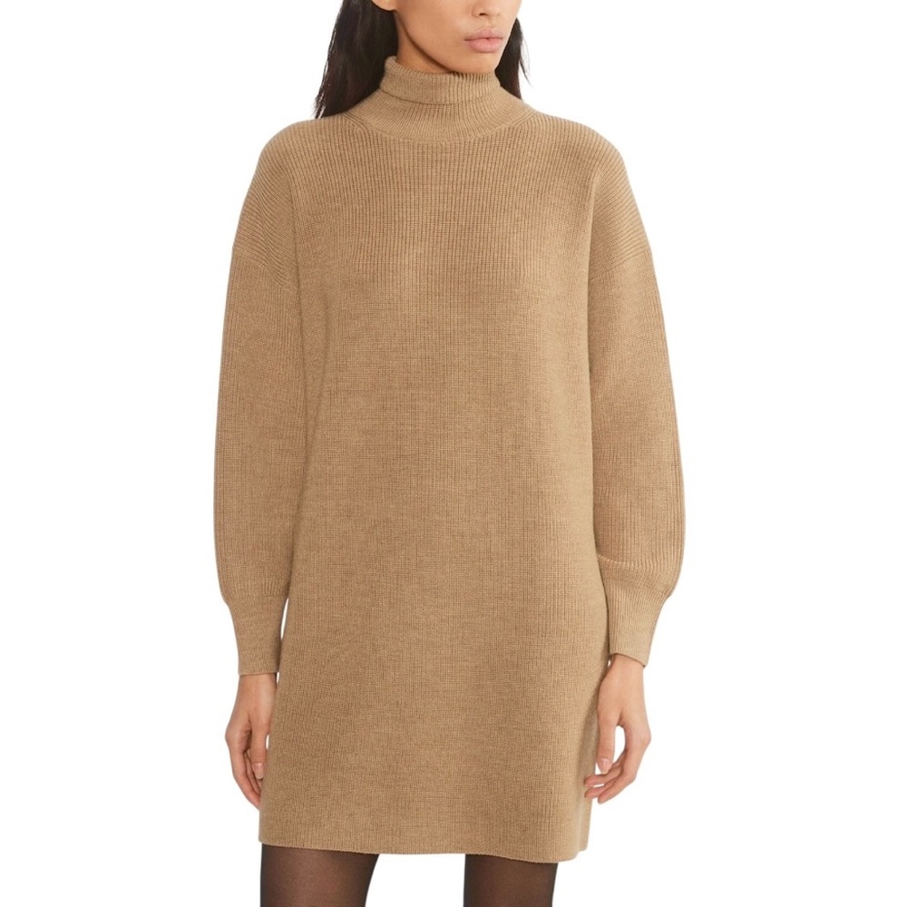 Aritzia Long Sleeve Turtleneck Sweater Dress in Camel